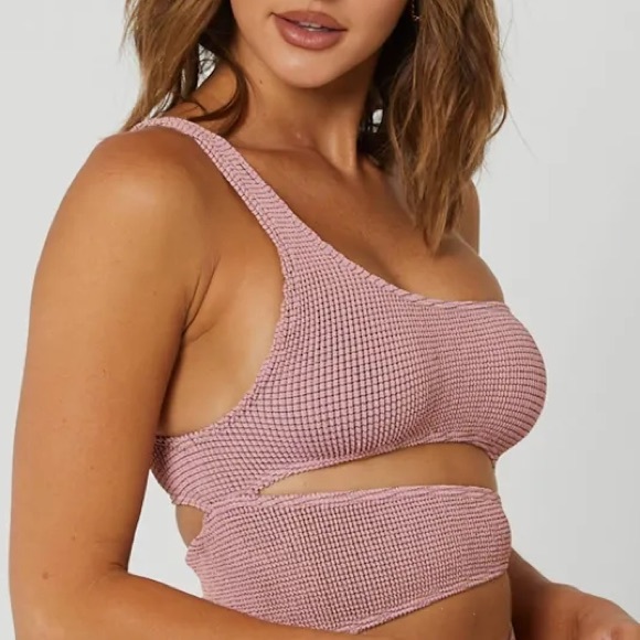 Bond-Eye Rico One-Piece Swimsuit in Blush Lurex OS NWT - Picture 4 of 7